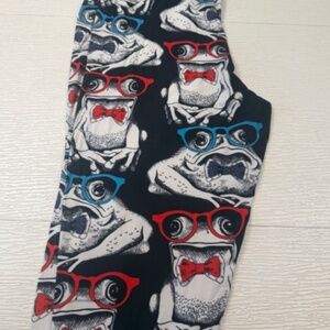 FABULEGS Frog wearing eyeglasses and a bowtie leggings.  size xl